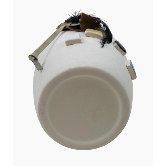 Native American Indian Style Vase Feather Vase White Home Decor Pottery 8 in - Picture 10 of 10